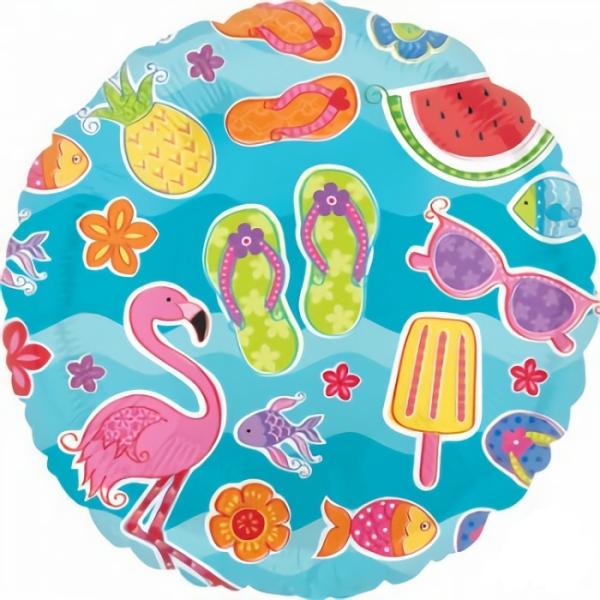 Printed Foil Balloons | Summer Fun Design Fruit Fish & Flamingo Foil Balloon – 45Cm