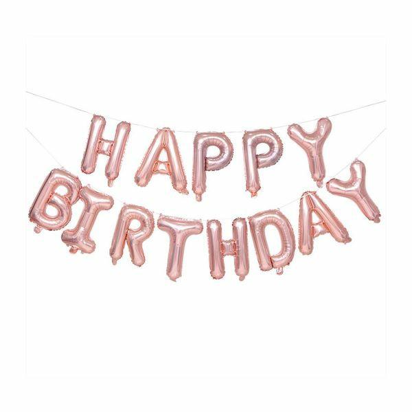 Rose Gold Balloon Box & Letters | Rose Gold Happy Birthday Foil Balloon