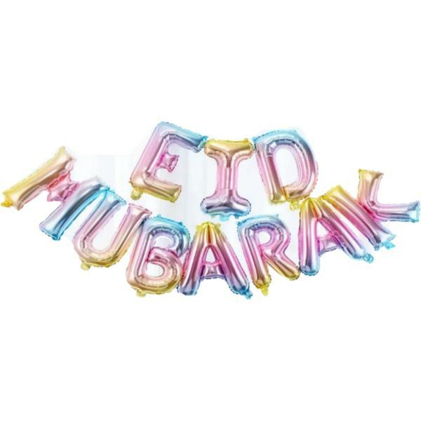 Special Occasion Foil Balloons | 10 Pack Pastel Eid Mubarak Foil Balloon Banner