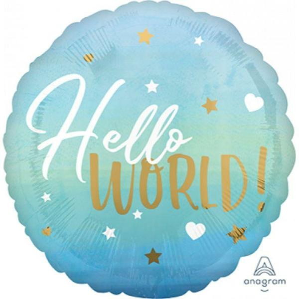 Special Occasion Foil Balloons | Blue Hello World Foil Balloon – 45Cm