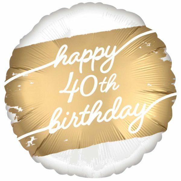 Special Occasion Foil Balloons | Happy 40Th Birthday Golden Age Foil Balloon – 45Cm