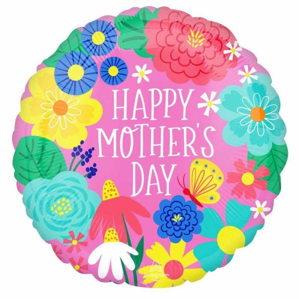 Special Occasion Foil Balloons | Happy Mothers Day Pretty Flowers In Pink Standard Foil Balloon – 45Cm