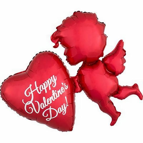 Special Occasion Foil Balloons | Happy Valentines Day Holographic Red Cupid Foil Balloon – 86Cm X 76Cm