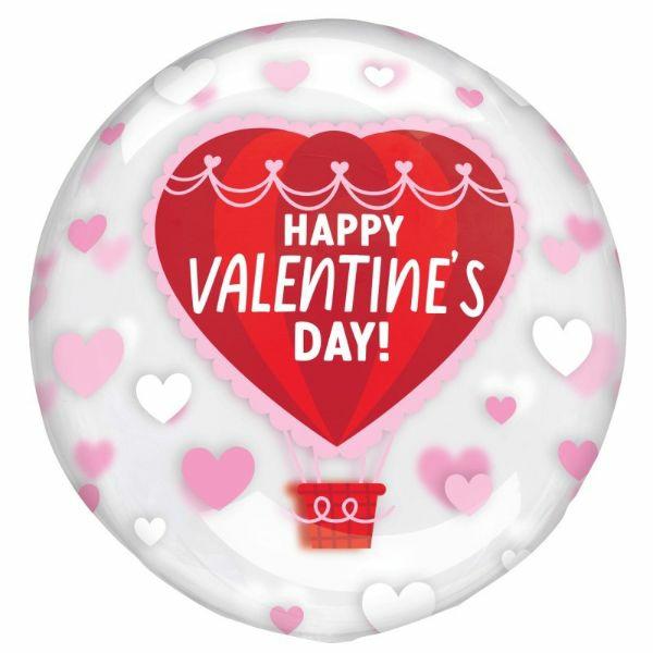 Special Occasion Foil Balloons | Printed Clearz Happy Valentines Day Hot Air Balloon Stretchy Balloon – Inflates To 45 – 50Cm