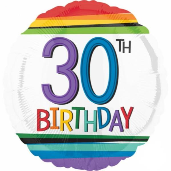 Special Occasion Foil Balloons | Rainbow 30Th Birthday Foil Balloon – 45Cm