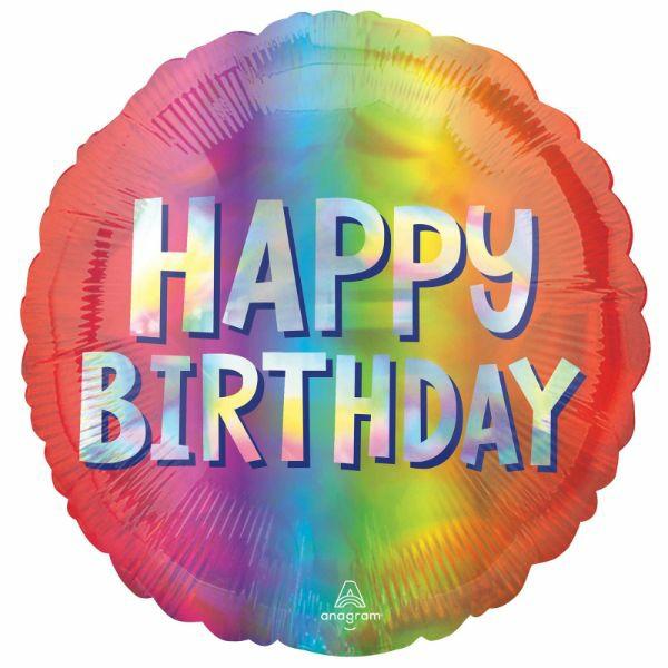 Special Occasion Foil Balloons | Silver Ombre Holographic Happy Birthday Foil Balloon – 45Cm