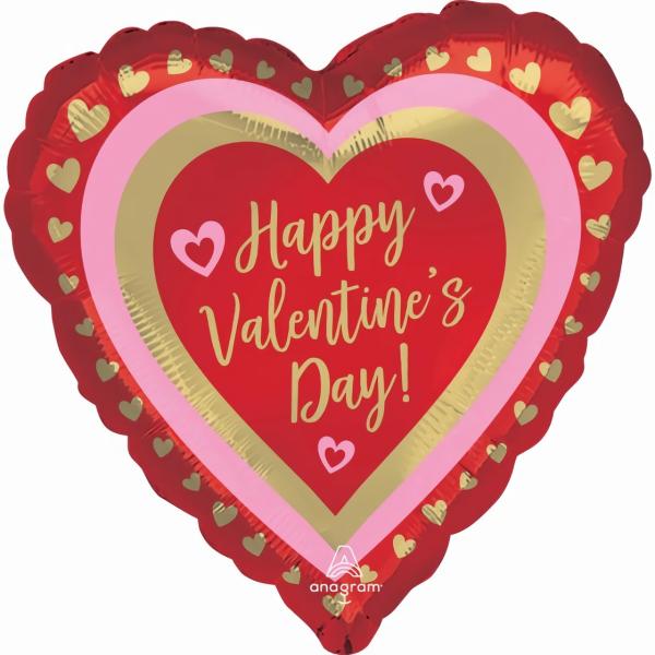 Special Occasion Foil Balloons | Standard Hx Happy Valentines Day Golden Hearts Foil Balloon – 45Cm