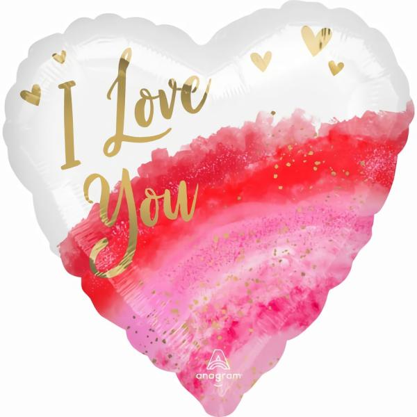 Special Occasion Foil Balloons | Standard Hx I Love You Geode Watercolour Foil Balloon – 45Cm