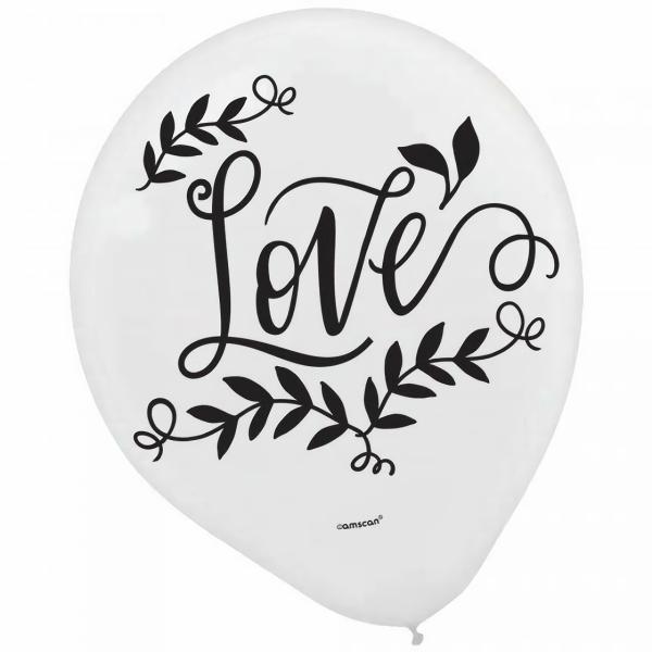 Special Occasion Latex Balloons | 15 Pack Love & Leaves Latex Balloons