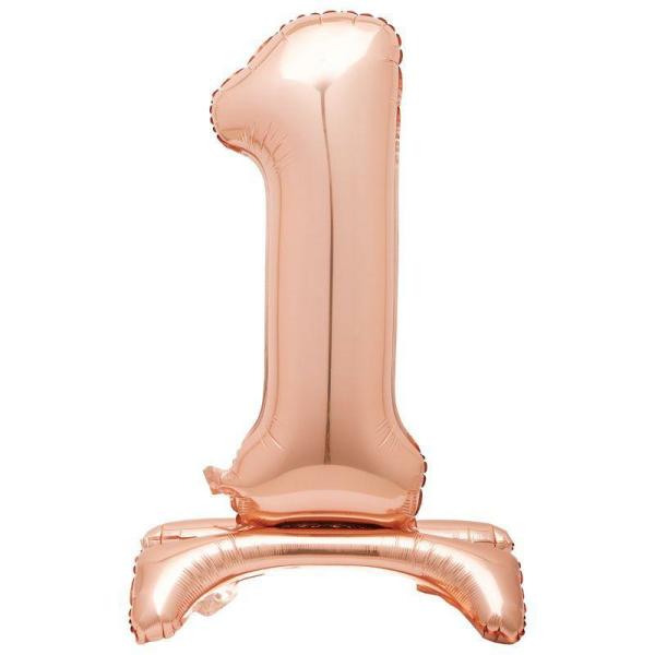 Standing Foil Balloons | Giant Standing Rose Gold Numeral 1 Foil Balloon – 76.2Cm