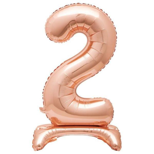 Standing Foil Balloons | Giant Standing Rose Gold Numeral 2 Foil Balloon – 76.2Cm