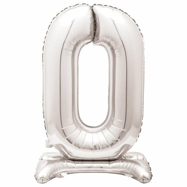 Standing Foil Balloons | Giant Standing Silver Numberal 0 Foil Balloon – 76.2Cm