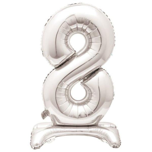 Standing Foil Balloons | Giant Standing Silver Numberal 8 Foil Balloon – 76.2Cm