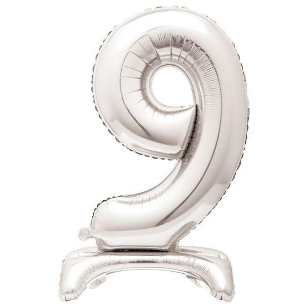 Standing Foil Balloons | Silver Number 9 Giant Standing Air Filled Foil Balloon – 76Cm