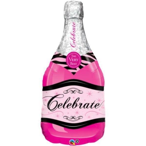 Supershapes | Celebrate Pink Bubbly Wine Bottle Foil Balloon – 99Cm