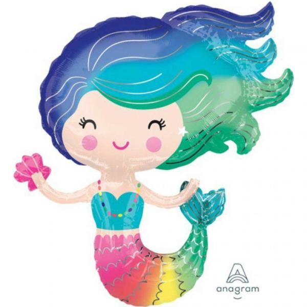 Supershapes | Colourful Mermaid Foil Balloon – 73Cm X 76Cm