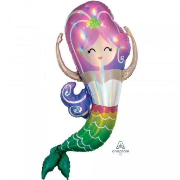 Supershapes | Holographic Iridescent Mermaid Foil Balloon – 81Cm X 104Cm