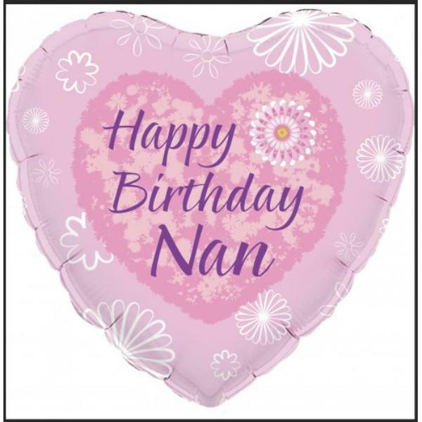 Supershapes | Pink Happy Birthday Nan Heart Shape Foil Balloon – 45Cm