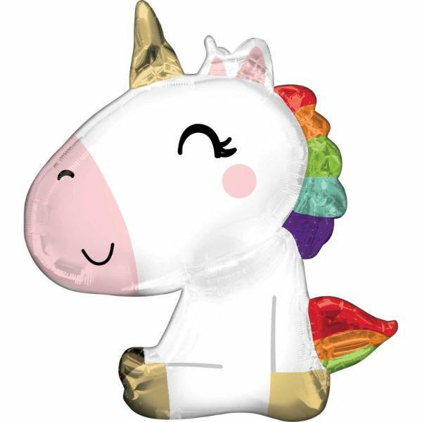 Supershapes | Satin Sitting Unicorn Foil Balloon – 68Cm X 73Cm