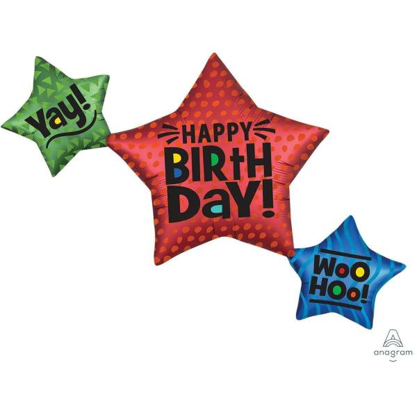 Supershapes | Satin Star Trio Foil Balloon – 99Cm X 73Cm