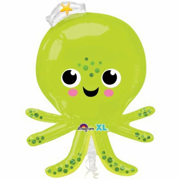 Supershapes | Shaped Green Silly Octopus Foil Balloon – 63Cm X 86Cm