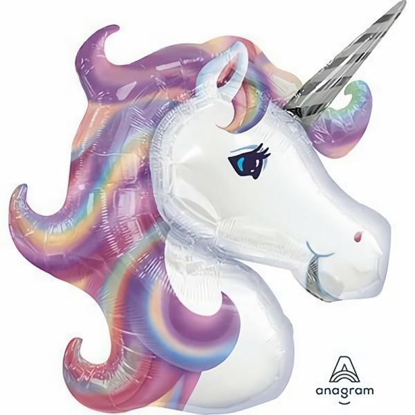 Supershapes | Unicorn Head Pastel Colours Foil Balloon – 84Cm X 74Cm