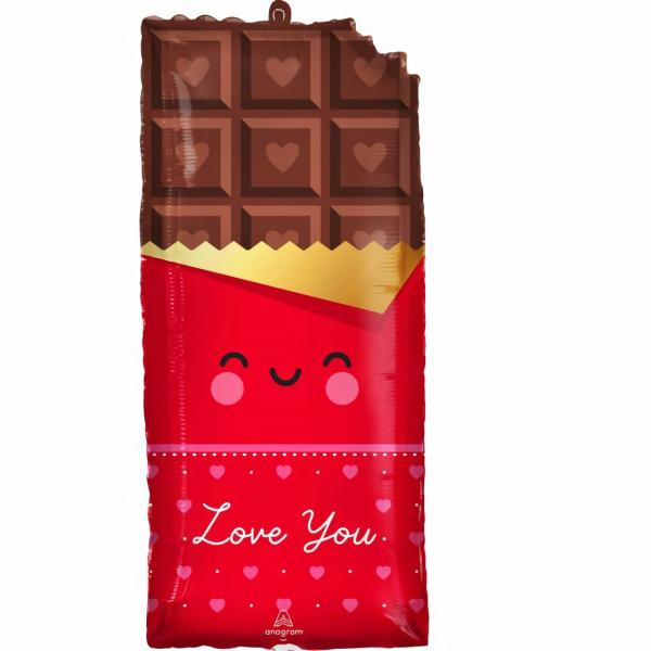 Supershapes | Xl Chocolate Bar Love You Foil Balloon – 33Cm X 71Cm