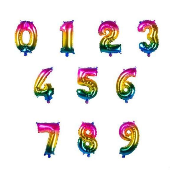 Numbered Foil Balloons – 35cm | Rainbow Number 5 Foil Balloon – 36Cm