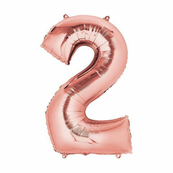 Numbered Foil Balloons – 66cm | Rose Gold Number Foil Balloons #2 – 66Cm