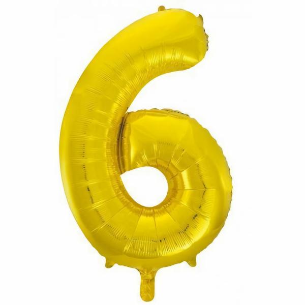 Numbered Foil Balloons – 86 cm | Gold Decrotex Number 6 Foil Balloon – 86Cm