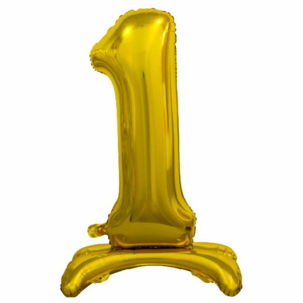 Standing Foil Balloons | Gold "1" Giant Standing Air Filled Numeral Foil Balloon – 76.2Cm