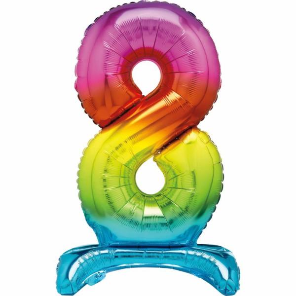 Standing Foil Balloons | Rainbow "8" Giant Standing Air Filled Numeral Foil Balloon – 76.2Cm