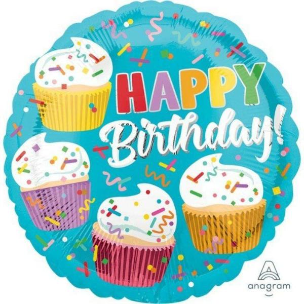 Birthday & Milestone Foil Balloons | Cupcake Fun Happy Birthday Foil Balloon – 45Cm