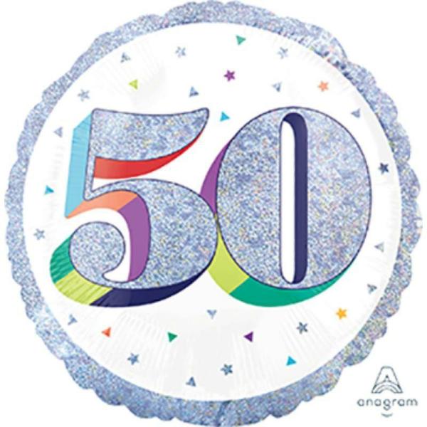 Birthday & Milestone Foil Balloons | Holographic Heres To Your Birthday 50 Foil Balloon – 45Cm