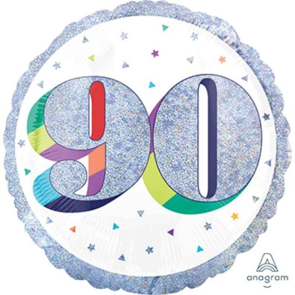 Birthday & Milestone Foil Balloons | Holographic Heres To Your Birthday 90 Foil Balloon – 45Cm