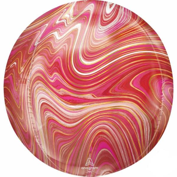 Orbz Foil Balloons | Orbz Red & Pink Marblez Foil Balloon – 38Cm X 40Cm