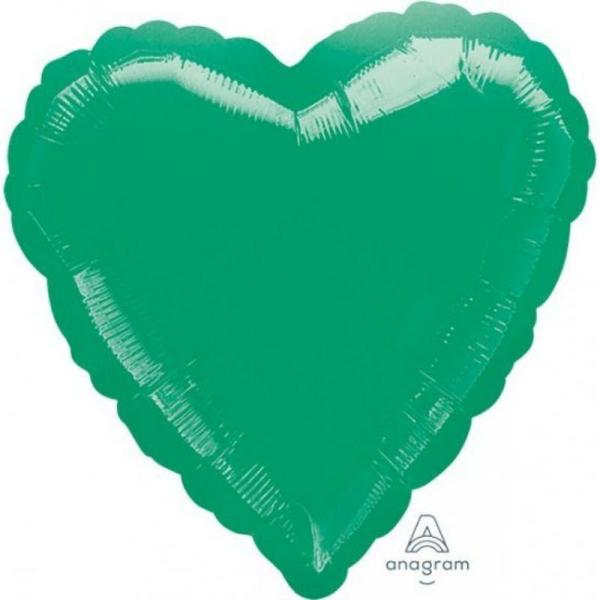 Plain Coloured Foil Balloons | Metallic Green Heart Foil Balloon – 45Cm