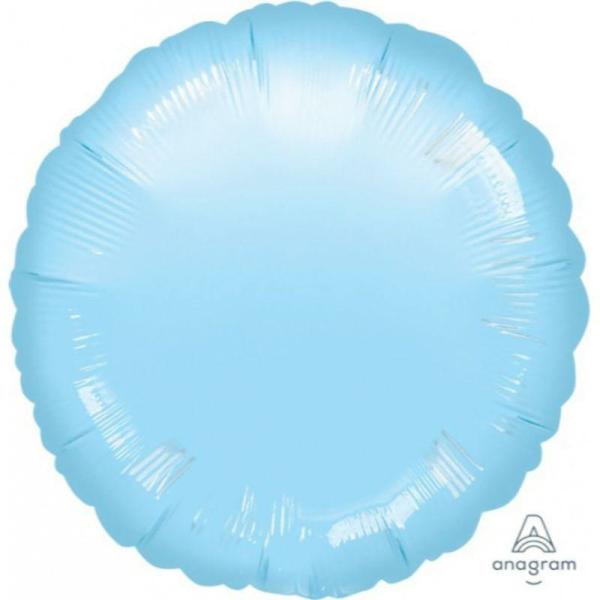 Plain Coloured Foil Balloons | Metallic Pearl Pastel Blue Circle Foil Balloon – 45Cm