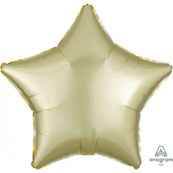 Plain Coloured Foil Balloons | Satin Luxe Pastel Yellow Star Foil Balloon – 45Cm