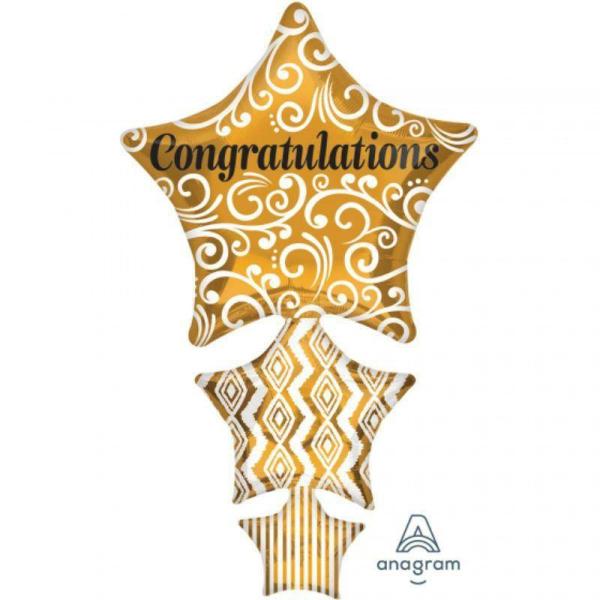 Special Occasion Foil Balloons | Congratulations Stacked Stars Foil Balloon – 107Cm X 63Cm