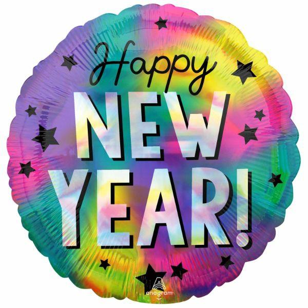 Special Occasion Foil Balloons | Iridescent Happy New Year Stars Foil Balloon – 45Cm