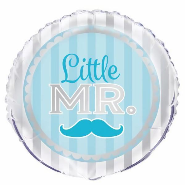 Special Occasion Foil Balloons | Little Mr Blue Mustache Foil Balloon – 45Cm