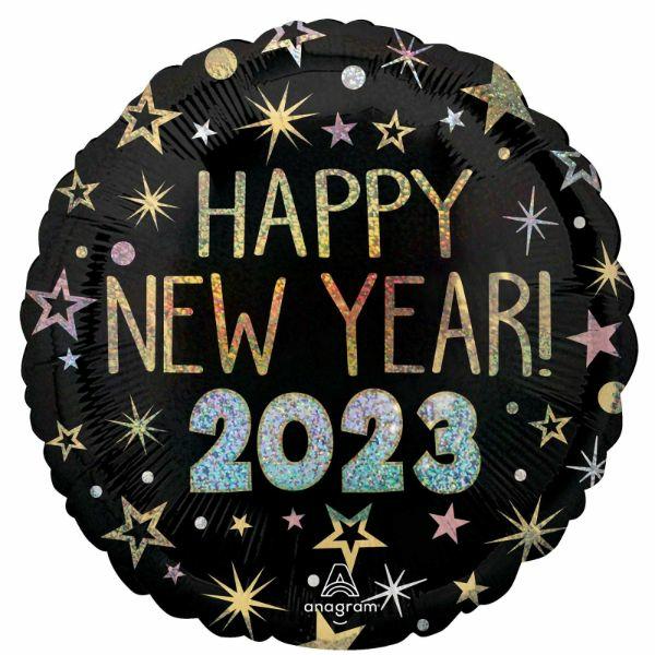 Special Occasion Foil Balloons | Standard Holographic Happy New Year 2023 Foil Balloon – 45Cm