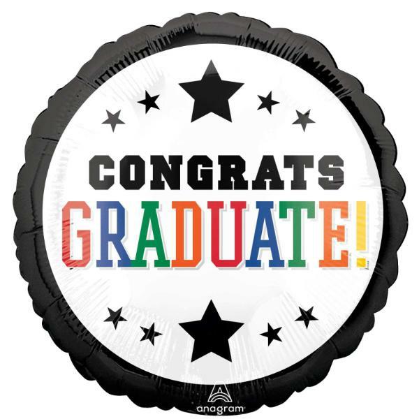 Special Occasion Foil Balloons | Standard Hx Brights & Black Border Congrats Graduate Foil Balloon – 45Cm