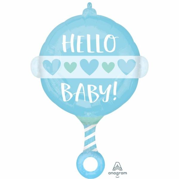 Special Occasion Foil Balloons | Standard Shape Hello Rattle Foil Balloon – 43Cm X 60Cm