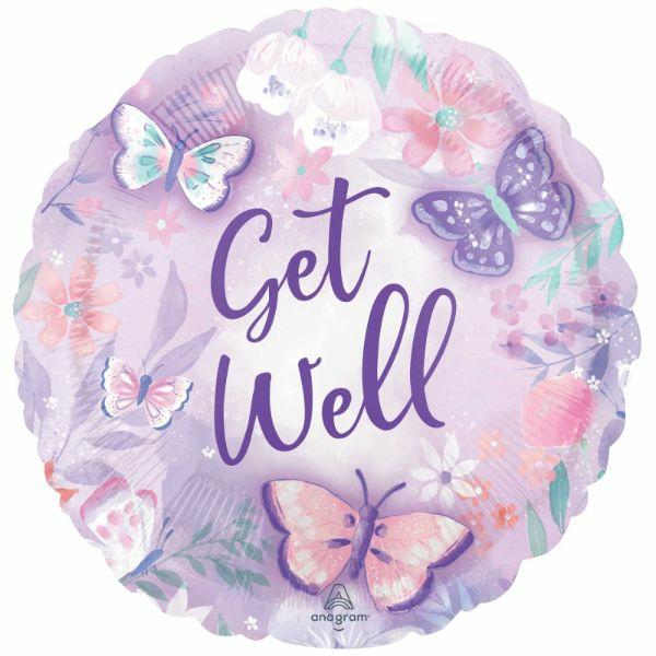 Message Foil Balloons | Get Well Flutters Butterflies Foil Balloon – 45Cm