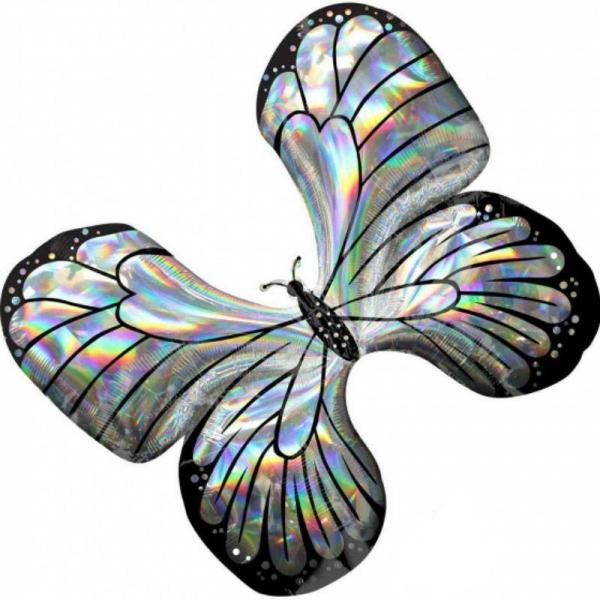 Supershapes | Holographic Iridescent Butterfly Foil Balloon – 76Cm X 66Cm