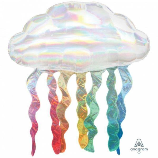 Supershapes | Holographic Iridescent Cloud With Streamers Foil Balloon – 76Cm X 45Cm