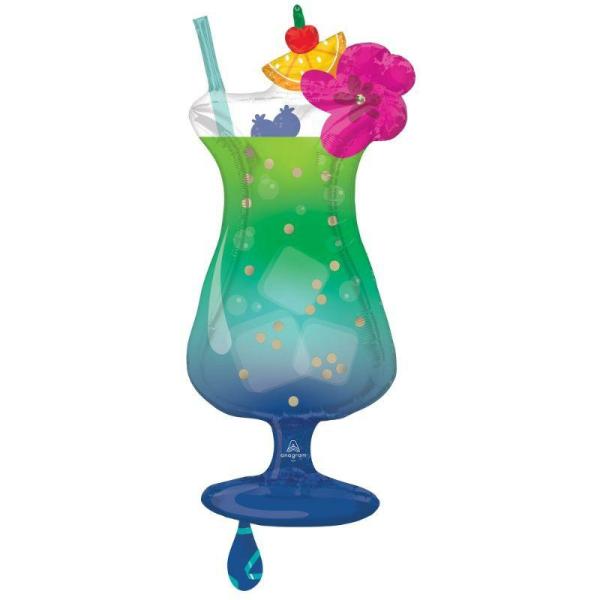 Supershapes | Tropical Blue Hawaiian Drink Foil Balloon – 40Cm X 93Cm