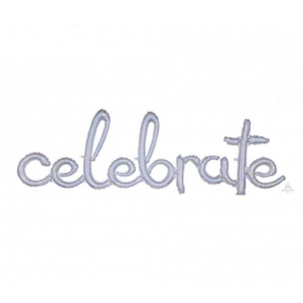 Air-Filled Banners | Holographic Celebrate Phrase Foil Balloon – 149Cm X 50Cm